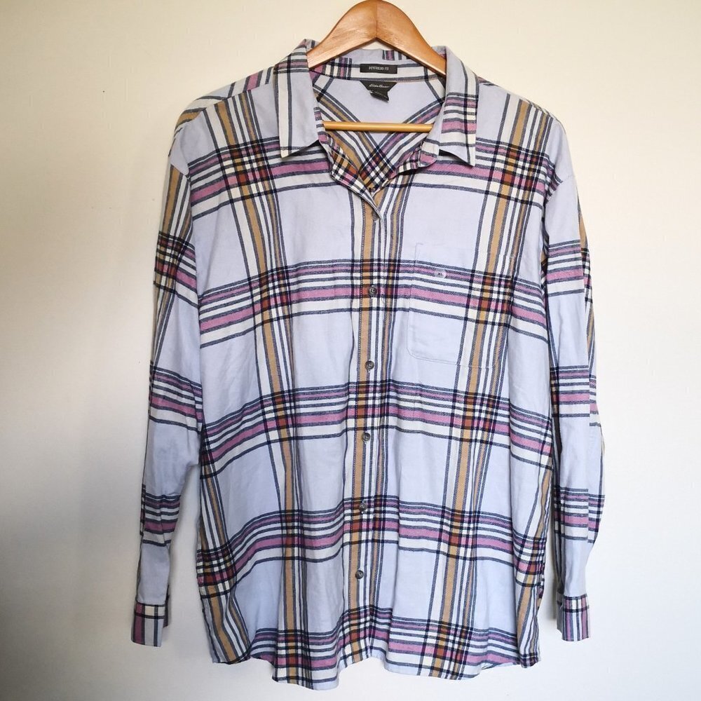 NWOT Eddie Bauer Women's Cotton Plaid Flannel Shirt Size XL